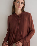 YERSE 45888 Pleated Chocolate Πουκάμισο