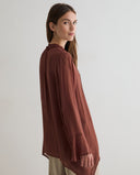 YERSE 45888 Pleated Chocolate Πουκάμισο
