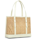 LANCASTER Rattan Shoulder Beige Tote Bag