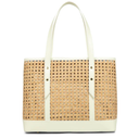LANCASTER Rattan Shoulder Beige Tote Bag