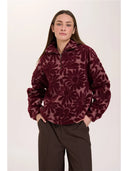 24COLOURS Teddy Fleece Floral Μπορντό Φούτερ