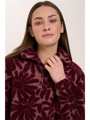 24COLOURS Teddy Fleece Floral Μπορντό Φούτερ
