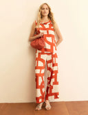 EMME BY MARELLA Albero Printed Twill Red Παντελόνι