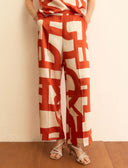 EMME BY MARELLA Albero Printed Twill Red Παντελόνι