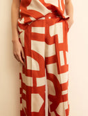 EMME BY MARELLA Albero Printed Twill Red Παντελόνι