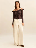 EMME BY MARELLA Vacillo Wide Fit Λευκό Παντελόνι