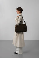 LANCASTER Suéde Cube Tote Χακί Τσάντα