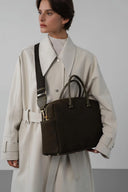 LANCASTER Suéde Cube Tote Χακί Τσάντα