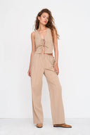 24COLOURS Striped Beige Pants