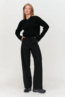 24COLOURS Striped Pants Black