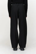24COLOURS Striped Pants Black