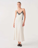 BEATRICE Μακρύ Εκρού Φόρεμα Με Δαντέλα