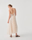 BEATRICE Μακρύ Εκρού Φόρεμα Κεντητό