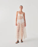 BEATRICE Μακρύ Εκρού Φόρεμα Κεντητό