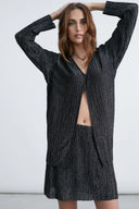 24COLOURS Metallic Shirt Black
