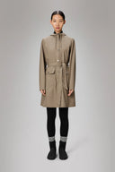 RAINS Curve Long Jacket Beige