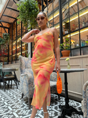 GLAMOROUS Tie-Dye Cami Midi Πορτοκαλί Φόρεμα