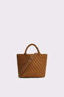 MARREA Midi Caramel & Affogato Satin Stripe Τσάντα