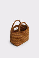 MARREA Midi Caramel & Affogato Satin Stripe Τσάντα