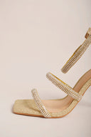 CARRANO Rhinestone Gold High Heel Sandals