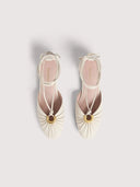 COCCINELLE Monogram Slice Cowhide Sandals White