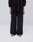 YERSE Black Wide Leg Embroidered Βαμβακερό Παντελόνι