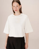 GRACE & MILA Star Cropped Cotton T-shirt Ivoire