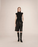 GRACE & MILA Tiago Long Shorts Leatherette Black