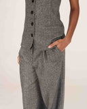 GRACE & MILA Tandem Strapless Herringbone Top Anthracite