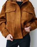 GRACE & MILA Arielle Suede-Effect Chocolat Jacket