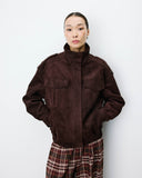 GRACE & MILA Arielle Suede-Effect Chocolat Jacket