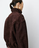 GRACE & MILA Arielle Suede-Effect Chocolat Jacket