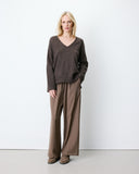 GRACE & MILA Salvador V-Neck Chocolate Πουλόβερ