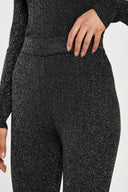 GLAMOROUS Rib Flared Shiny Black Pants