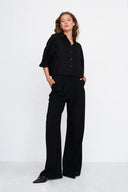 24COLOURS Linen Trousers Black