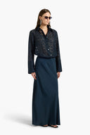 LIVIANA CONTI Petra Maxi Silk Blue Skirt