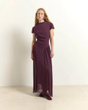 BEATRICE Maxi Crêpe Μπορντό Φόρεμα