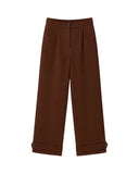 BEATRICE Cropped Wide Leg Καφέ Παντελόνι