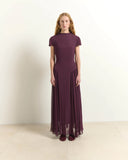 BEATRICE Maxi Crêpe Μπορντό Φόρεμα