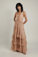 SABINA MUSAYEV Camellia Pleated Pink Maxi Dress