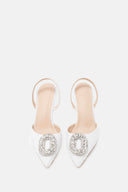 TWENTY FOURHAITCH Slingback Tortuga Λευκές Γόβες Με Αγκράφα