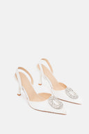 TWENTY FOURHAITCH Slingback Tortuga Λευκές Γόβες Με Αγκράφα