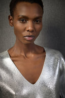 LIVIANA CONTI Marilia Silver Wool Blouse