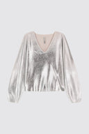 LIVIANA CONTI Marilia Silver Wool Blouse
