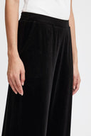 ICHI Ilavanny Casual Black Velvet Pants