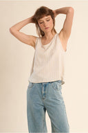 MOLLY BRACKEN Striped Linen Top