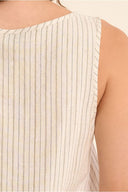 MOLLY BRACKEN Striped Linen Top