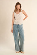 MOLLY BRACKEN Striped Linen Top