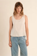 MOLLY BRACKEN Striped Linen Top