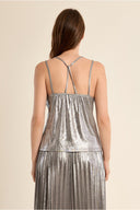 MOLLY BRACKEN Silver Metallic Top